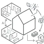 Piktogramm zu Nutzungs- und Variantenkonzepten: Grundrissoptionen, Raumkonzepte und förderfähige Sanierungsansätze – architekturwitt Hannover