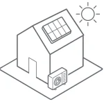 Piktogramm zur Schnittstellenplanung: Verknüpfung von Architektur und Energieplanung